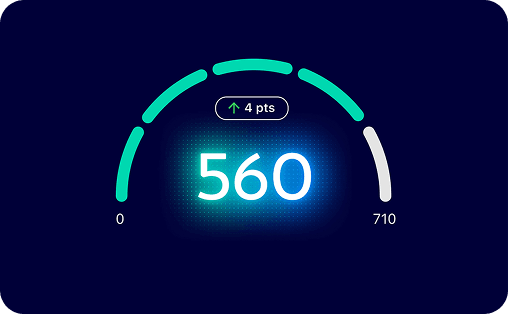 A credit score of 560 showing an increase of 4 points