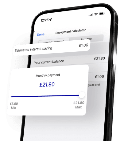Phone screen displaying a repayment calculator