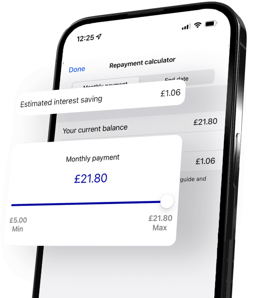 Phone screen displaying a repayment calculator