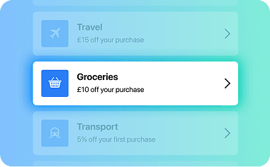 A list of offers including 10 pounds off groceries